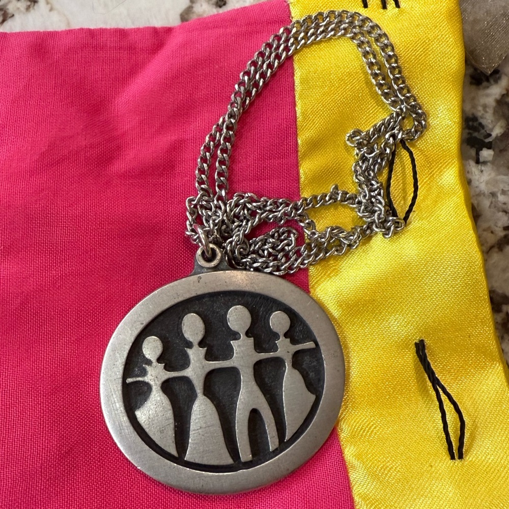 Vintage Sweden pewter family pendant by Ronald Landerholm, 1960s